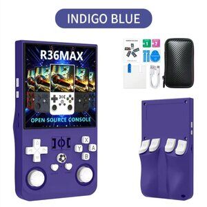 Handheld Open Source Gaming Console R36 MAX - INDIGO BLUE
